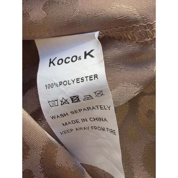 Koco & K London Y2K Leopard Jacquard Satin Blouse UK 20 US XL Taupe Gold Btn Up - Picture 11 of 11